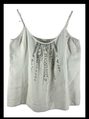 Eileen Fisher White Camisole with Silver Bead Detail